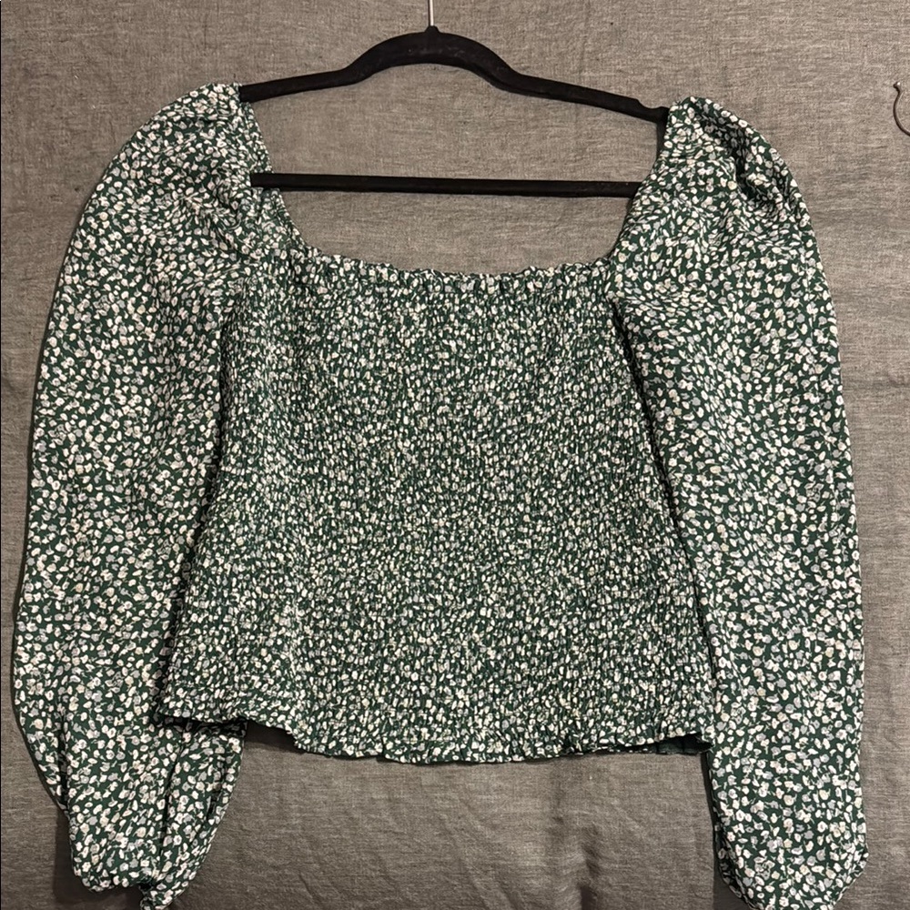 Green Floral Women's Top